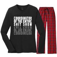 Coordinator Of The Entire Shit Show Funny Saying Sarcastic Women's Long Sleeve Flannel Pajama Set 