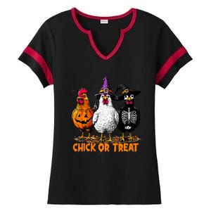 Chick Or Treat Spooky Chicken Witch Halloween Costume Ladies Halftime Notch Neck Tee