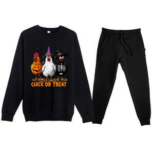 Chick Or Treat Spooky Chicken Witch Halloween Costume Premium Crewneck Sweatsuit Set