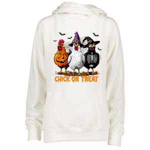 Chick Or Treat Spooky Chicken Witch Halloween Costume Womens Funnel Neck Pullover Hood