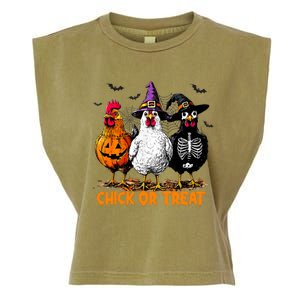 Chick Or Treat Spooky Chicken Witch Halloween Costume Garment-Dyed Women's Muscle Tee