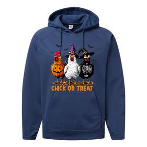 Chick Or Treat Spooky Chicken Witch Halloween Costume Performance Fleece Hoodie