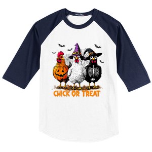 Chick Or Treat Spooky Chicken Witch Halloween Costume Baseball Sleeve Shirt