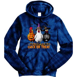 Chick Or Treat Spooky Chicken Witch Halloween Costume Tie Dye Hoodie