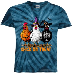 Chick Or Treat Spooky Chicken Witch Halloween Costume Kids Tie-Dye T-Shirt