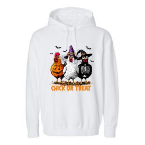 Chick Or Treat Spooky Chicken Witch Halloween Costume Garment-Dyed Fleece Hoodie