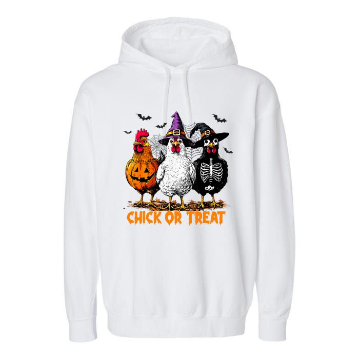 Chick Or Treat Spooky Chicken Witch Halloween Costume Garment-Dyed Fleece Hoodie