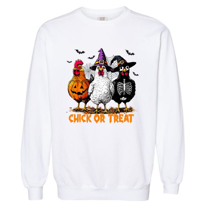 Chick Or Treat Spooky Chicken Witch Halloween Costume Garment-Dyed Sweatshirt