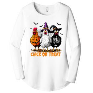 Chick Or Treat Spooky Chicken Witch Halloween Costume Women's Perfect Tri Tunic Long Sleeve Shirt