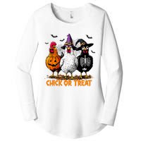 Chick Or Treat Spooky Chicken Witch Halloween Costume Women's Perfect Tri Tunic Long Sleeve Shirt