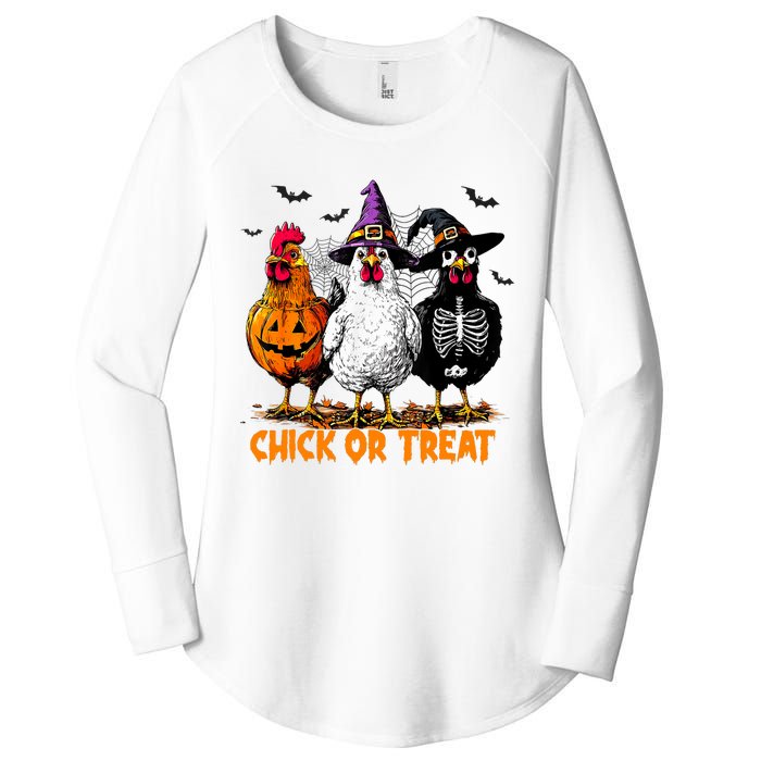 Chick Or Treat Spooky Chicken Witch Halloween Costume Women's Perfect Tri Tunic Long Sleeve Shirt