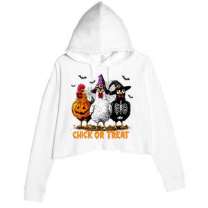 Chick Or Treat Spooky Chicken Witch Halloween Costume Crop Fleece Hoodie