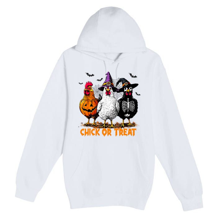 Chick Or Treat Spooky Chicken Witch Halloween Costume Premium Pullover Hoodie