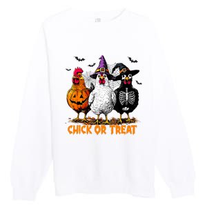 Chick Or Treat Spooky Chicken Witch Halloween Costume Premium Crewneck Sweatshirt