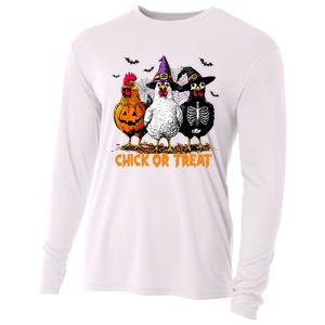 Chick Or Treat Spooky Chicken Witch Halloween Costume Cooling Performance Long Sleeve Crew