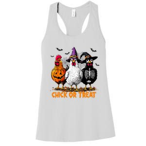 Chick Or Treat Spooky Chicken Witch Halloween Costume Women's Racerback Tank