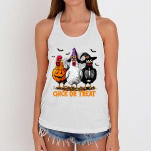 Chick Or Treat Spooky Chicken Witch Halloween Costume Women's Knotted Racerback Tank