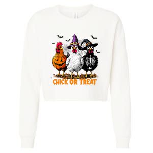 Chick Or Treat Spooky Chicken Witch Halloween Costume Cropped Pullover Crew