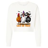 Chick Or Treat Spooky Chicken Witch Halloween Costume Cropped Pullover Crew