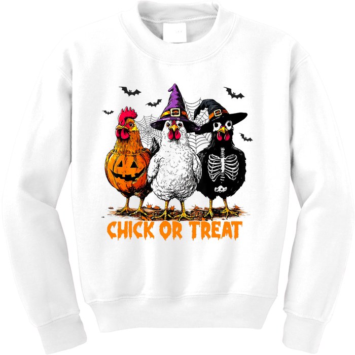 Chick Or Treat Spooky Chicken Witch Halloween Costume Kids Sweatshirt