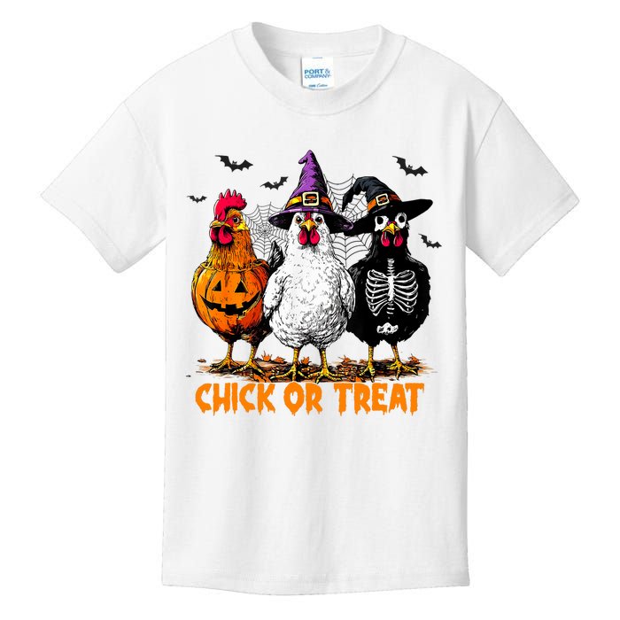 Chick Or Treat Spooky Chicken Witch Halloween Costume Kids T-Shirt