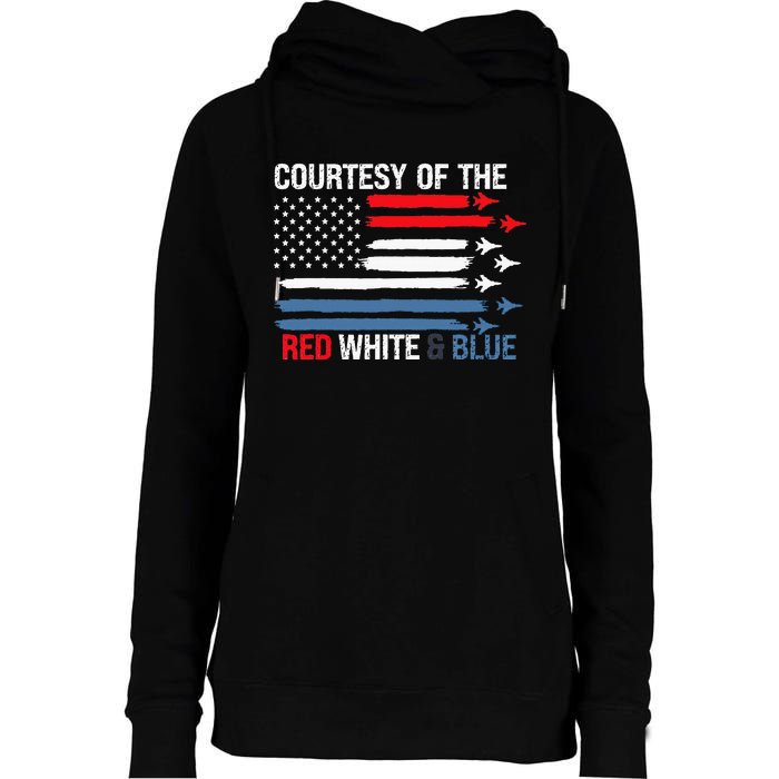 Courtesy Of The Red White And Blue Womens Funnel Neck Pullover Hood