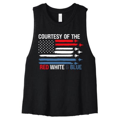 Courtesy Of The Red White And Blue Women's Racerback Cropped Tank