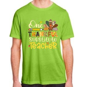 Cute One Thankful Substitute Teacher Turkey Leopard Adult ChromaSoft Performance T-Shirt