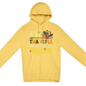 Cute One Thankful Substitute Teacher Turkey Leopard Premium Pullover Hoodie