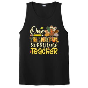 Cute One Thankful Substitute Teacher Turkey Leopard PosiCharge Competitor Tank