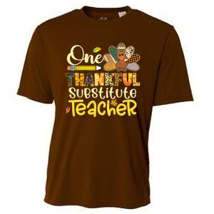 Cute One Thankful Substitute Teacher Turkey Leopard Cooling Performance Crew T-Shirt