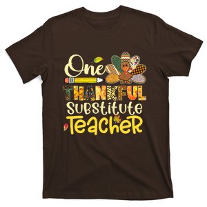 Cute One Thankful Substitute Teacher Turkey Leopard T-Shirt