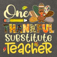 Cute One Thankful Substitute Teacher Turkey Leopard Cotton Canvas Backpack
