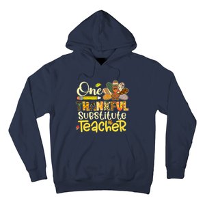 Cute One Thankful Substitute Teacher Turkey Leopard Hoodie