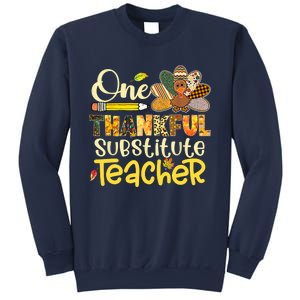 Cute One Thankful Substitute Teacher Turkey Leopard Sweatshirt