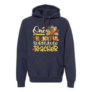 Cute One Thankful Substitute Teacher Turkey Leopard Premium Hoodie