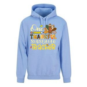 Cute One Thankful Substitute Teacher Turkey Leopard Unisex Surf Hoodie