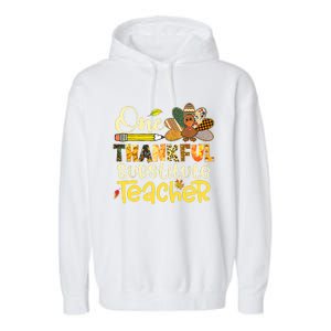 Cute One Thankful Substitute Teacher Turkey Leopard Garment-Dyed Fleece Hoodie