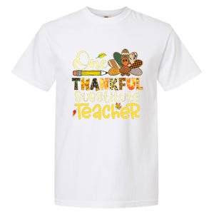 Cute One Thankful Substitute Teacher Turkey Leopard Garment-Dyed Heavyweight T-Shirt