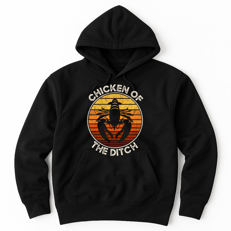 Chicken Of The Ditch Crawfish Boil Party Funny Cajun Lobster Hoodie