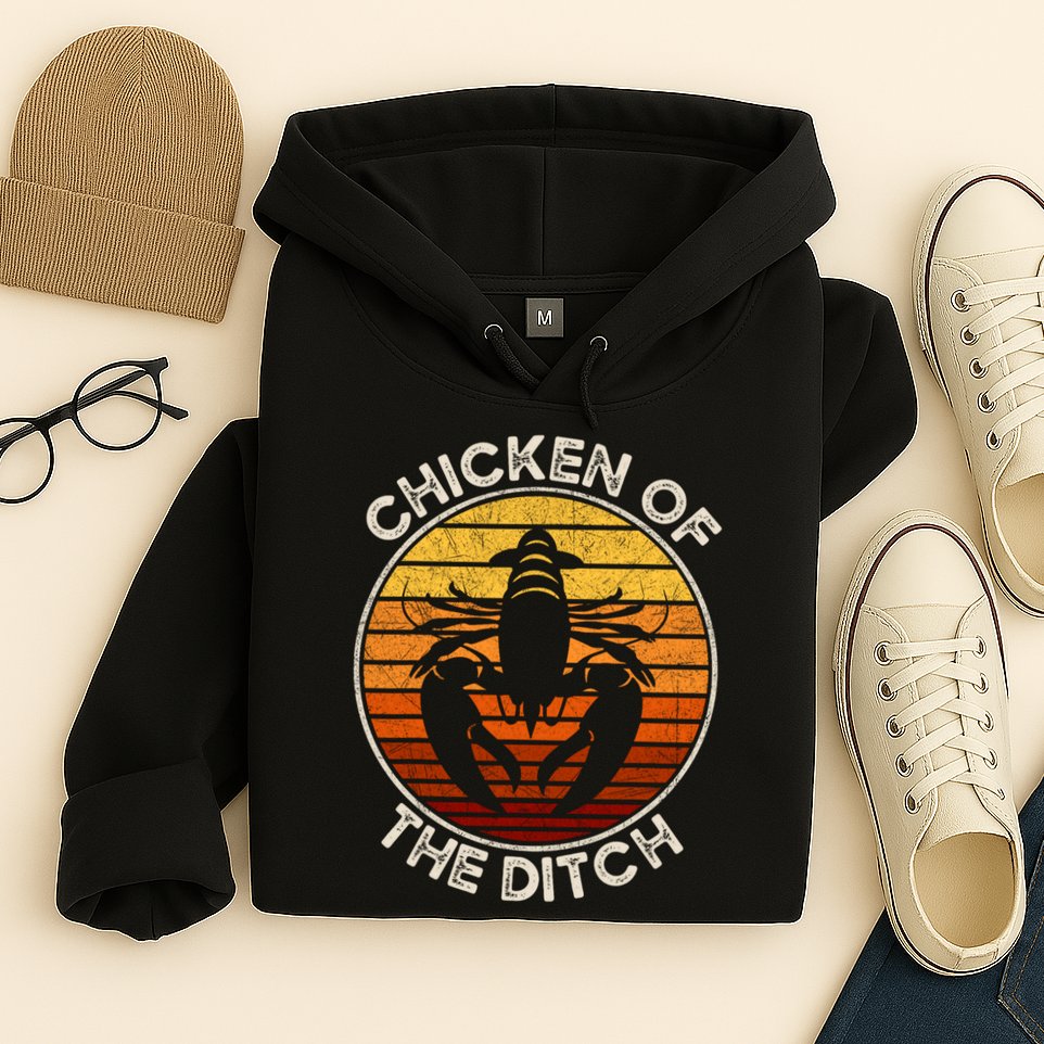 Chicken Of The Ditch Crawfish Boil Party Funny Cajun Lobster Hoodie