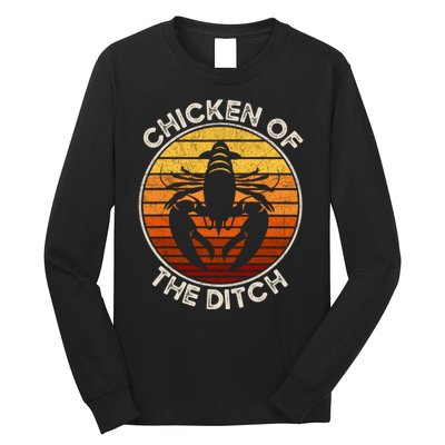 Chicken Of The Ditch Crawfish Boil Party Funny Cajun Lobster Long Sleeve Shirt