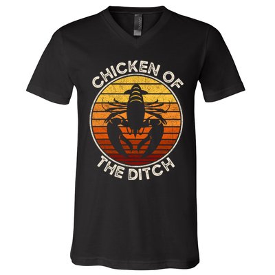 Chicken Of The Ditch Crawfish Boil Party Funny Cajun Lobster V-Neck T-Shirt