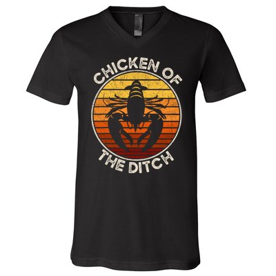 Chicken Of The Ditch Crawfish Boil Party Funny Cajun Lobster V-Neck T-Shirt