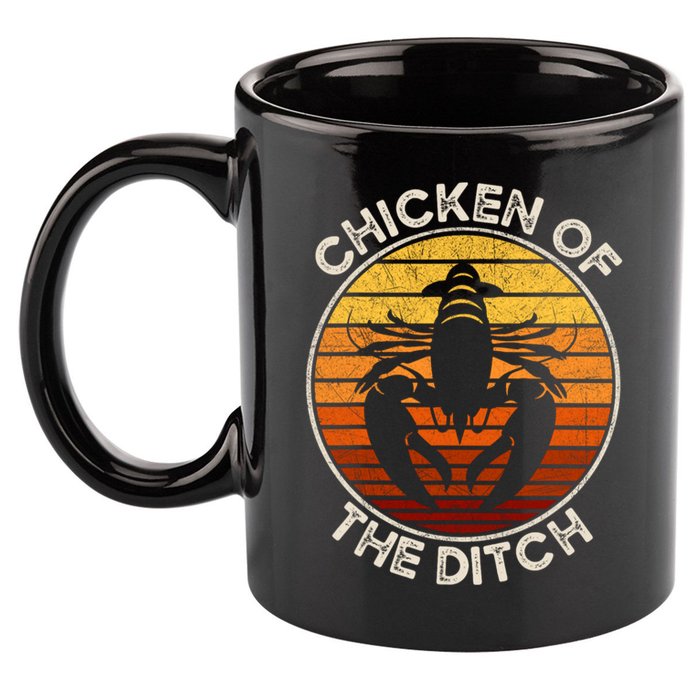 Chicken Of The Ditch Crawfish Boil Party Funny Cajun Lobster 11oz C Handle Ceramic Mug