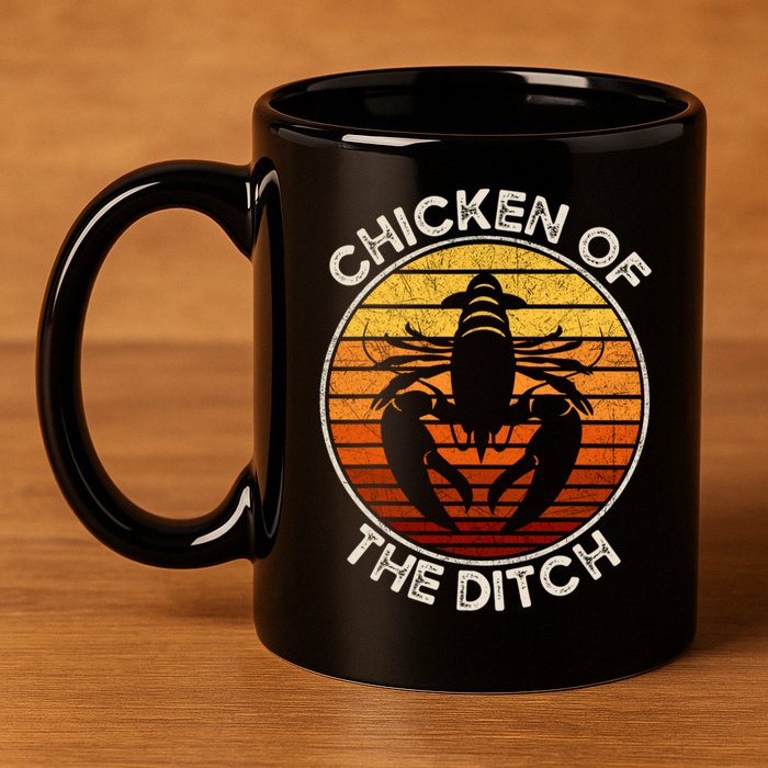Chicken Of The Ditch Crawfish Boil Party Funny Cajun Lobster 11oz C Handle Ceramic Mug
