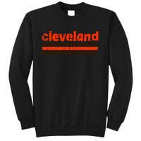 Cleveland Ohio Three Stripe Vintage Weathered Sweatshirt