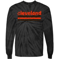 Cleveland Ohio Three Stripe Vintage Weathered Tie-Dye Long Sleeve Shirt