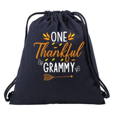 Cute One Thankful Grammy Turkey Thanksgiving Family Drawstring Bag