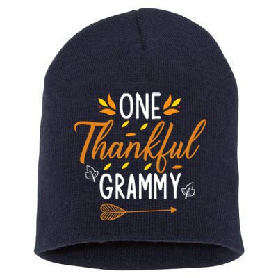 Cute One Thankful Grammy Turkey Thanksgiving Family Short Acrylic Beanie